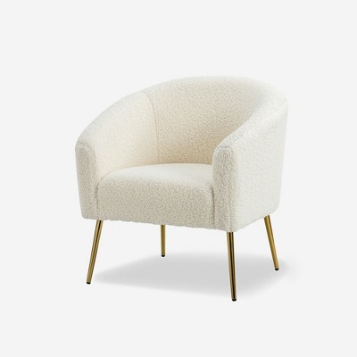 Vicenza Contemporary Wooden Upholstered Polyester Accent Barrel  Chair with Metal Legs for Bedroom and Living Room | Karat Home