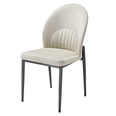 EUREKA ERGONOMIC,Modern Minimalist Leather Dining Chair Set of 2, 17.91"W x 23.23"D x 34.25"H,Off-White