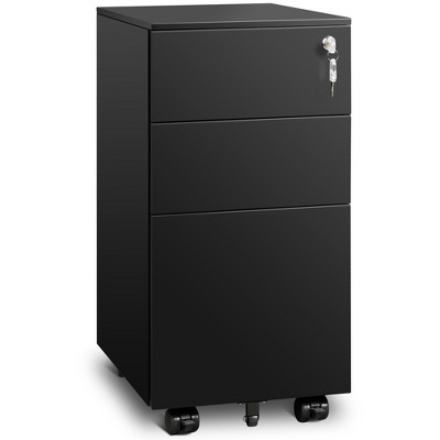 GALAXHERO File Cabinet, 3-Drawer Vertical Filing Cabinet, Slim Space-Saving Storage for Legal/Letter Size Files, Home & Office Organization