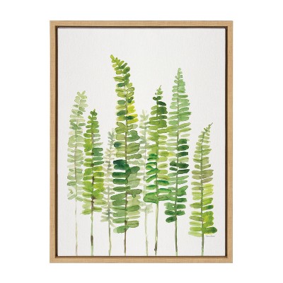 18" x 24" Sylvie Sword Ferns by Patricia Shaw Framed Wall Canvas Natural - Kate & Laurel All Things Decor: Modern Botanical Digital Art