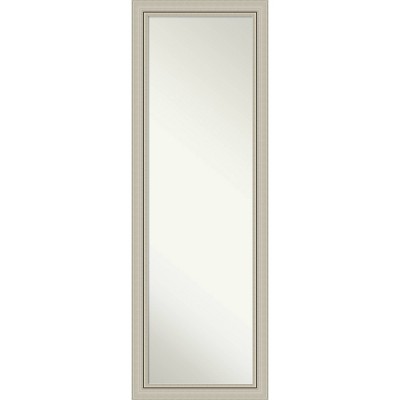18" x 52" Non-Beveled Romano Silver Narrow Wood on The Door Mirror - Amanti Art: Modern Full Length Hanging Closet Mirror