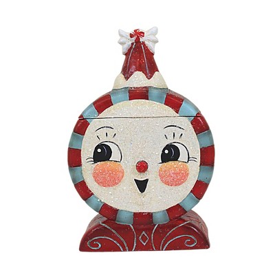 Johanna Parker 5.25 In Laughing Merrymint Candy Box Christmas , Christmas Rosy Cheeks Dark Eyes (1PC)