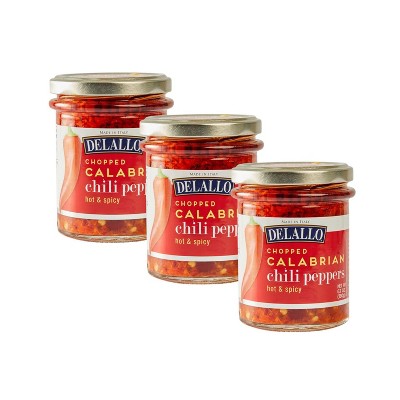 DeLallo Chopped Calabrian Chili Peppers, 6.7 oz Jar, (3 Pack)