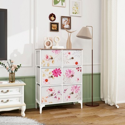 ZACHVO 6-Drawer Floral Fabric Dresser – Spacious, Durable & Stylish Storage Solution