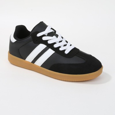 Berness Women's Lisa Retro Stripe Gum Sole Sneakers with Suede Accent