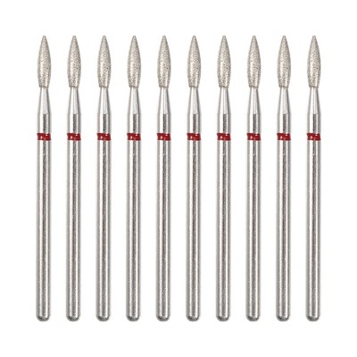 Unique Bargains Emery Nail Drill Bit Set for Acrylic Nails 3/32 Inch Nail Art Tools 44mm Length Red 10 Pcs