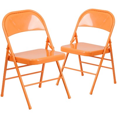 Flash Furniture 2 Pack HERCULES COLORBURST Series Triple Braced & Double Hinged Metal Folding Chair
