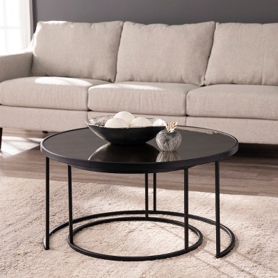 Downham Nesting Coffee Tables - 2pc Set - Black - SEI
