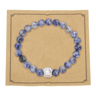 Unique Bargains Stone Paw Print Beaded Bracelet Set Dog Mom Memorial Comfortable Daily Wear Bracelets