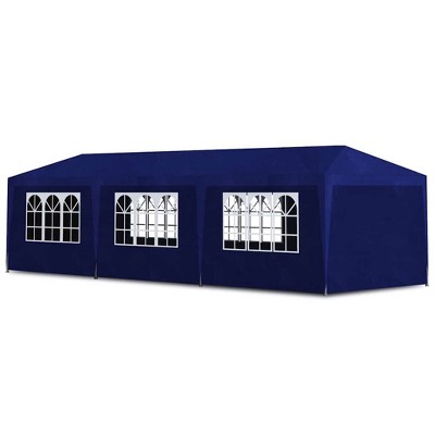 vidaXL 10'x30' Party Tent - Blue, UV and Water-Resistant Outdoor Canopy, Rust-Resistant Steel Frame with Decorative Windows and Easy Entrance