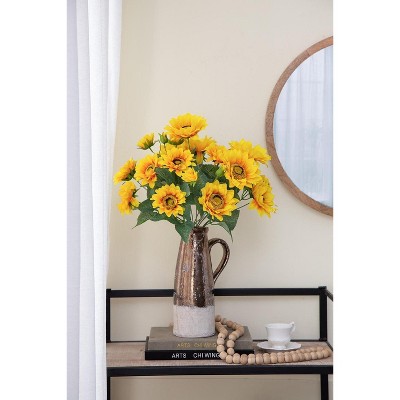 NicBex Artificial Camellia Plants Indoor 2 Pack, Faux Plant in Pot with Orange Flowers, Greenery Potted Plant for Indoor, Office Decor