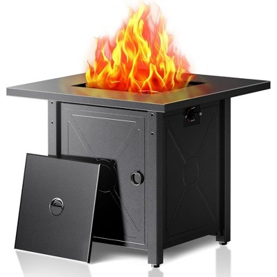 Kismile Propane Fire Pit, 28 Inch Square Outdoor Fire Pit 50000 BTU Heat Output