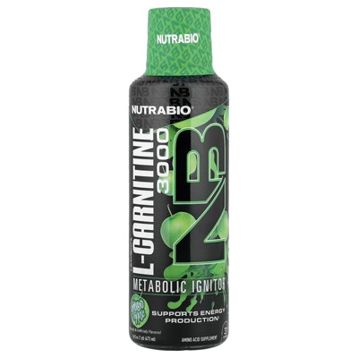NutraBio LeanShots L-Carnitine 3000, Green Apple, 16 fl oz (473 ml)