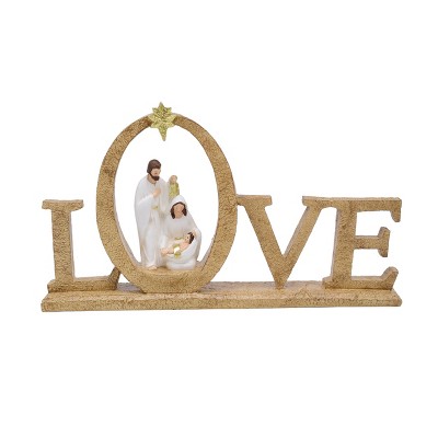 Transpac Resin Love Holy Family Nativity Scene Figurines White Christmas Tabletop Decor Indoor Gift Hostess Easy Care