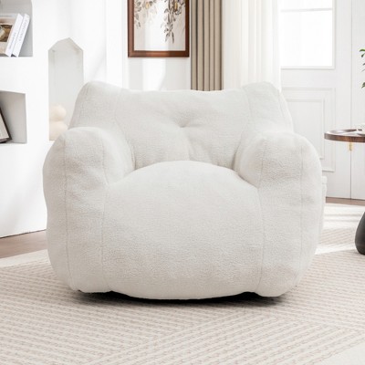 Dolonm 37 in. Bean Bag Chair with Armrests, High-Density Foam Filled Teddy Fabric Lazy Sofa for Adults in Living Room Bedroom