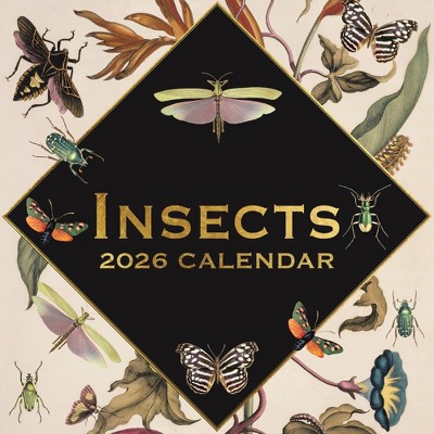 2026 Square Wall Calendar, Insects, 16-Month Arts & Antiques Theme with 180 Reminder Stickers (12x12 In)