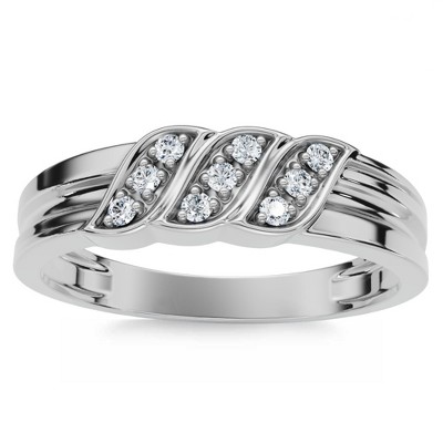 Pompeii3 Men's Diamond Ring 14k Gold Wedding Ring 9-Stone Lab Created