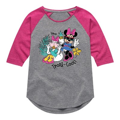 Girls' - Disney - Minnie & Daisy Tropicool Design Shirt Tail Raglan Graphic T-shirt