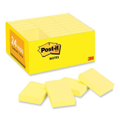 Post-it Notes Original Pads in Canary Yellow, Value Pack, 1.38" x 1.88", 100 Sheets/Pad, 24 Pads/Pack