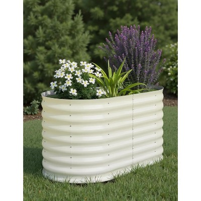 Raised Garden Bed, Galvanized Raised Planter Box, Easy Assembly, Outdoor Metal Planter Box for Vegetables, Fruits, Flowers