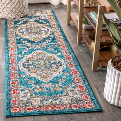 5'x8' Bohemian FLAIR Boho Vintage Medallion Area Rug, Blue/Yellow - JONATHAN Y