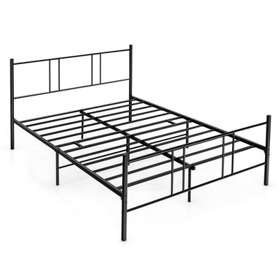 Tangkula Queen Size Steel Platform Bed Frame Headboard Heavy-Duty Mattress Foundation