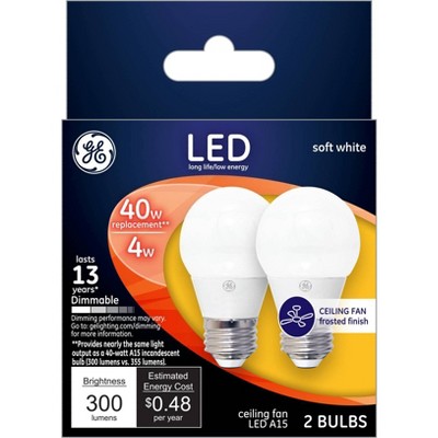 GE 2pk 40W A15 LED Frosted Ceiling Fan Soft White