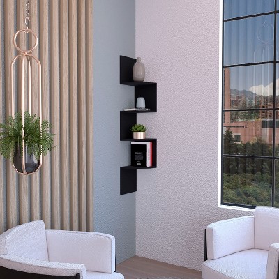 Depot E-Shop Corner Floating Shelf, Modern 4-Tier Display
