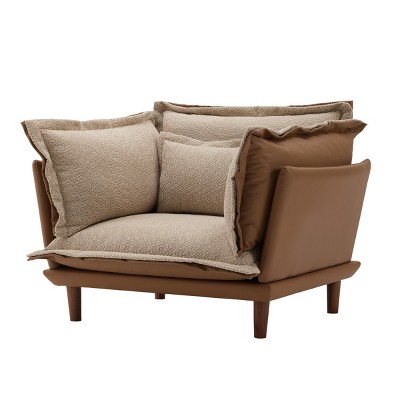 Oversized Chenille Armchair with Dual-Sided Cushions & Feather Filling, 43.5 in Wide Lounge Chair for Living Room or Bedroom-Cuddlewood