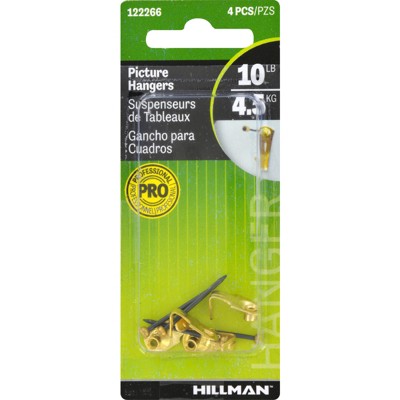 Hillman AnchorWire Brass-Plated Classic Picture Hanger 10 lb 4 pk (Case of 10)