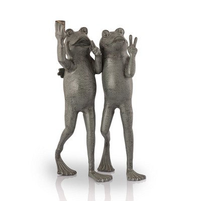 SPI Home Selfie Frog Friends Garden Sculpture – 21.5-Inch Cast Aluminum Whimsical Outdoor Decor