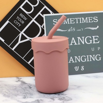 MyKids-Usa Baby Food Grade Silicone Straw Water Cup Training Leakproof Drop Resistant Drinking Cups