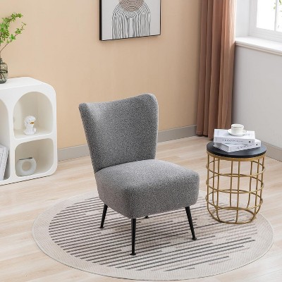 Acekool Modern Armless Accent Chair, Upholstered Side Chair with Wooden Legs for Living Room, Bedroom, Office, Hotel