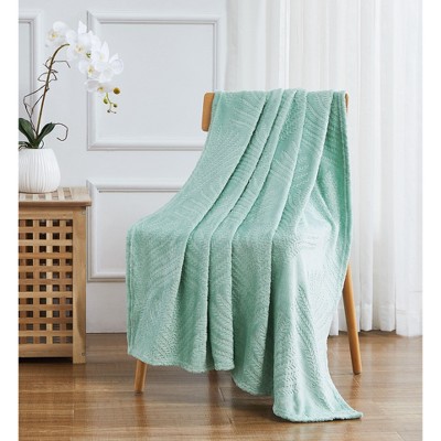 Kate Aurora Floral Ferns Shabby Chic Styled Oversized Ultra Soft & Plush Accent Throw Blanket