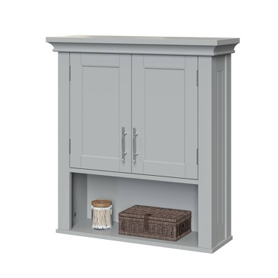 RiverRidge Somerset Two-Door Bathroom and Laundry Wall Mount Storage Medicine Cabinet with Open and Adjustable Shelf