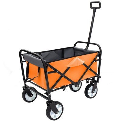 NAYSAYE Wagon Collapsible Utility Cart with Strapping System for All Terrain Use, Orange, 25.98"*17.32"*37.4"