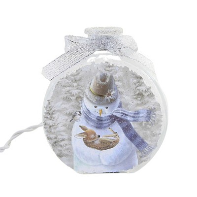 Stony Creek 4.5 Inch Soft Winter Fawn Round Jar Christmas Lighted Glass Accent , Christmas Decor Electric Pre-Lit (1PC)