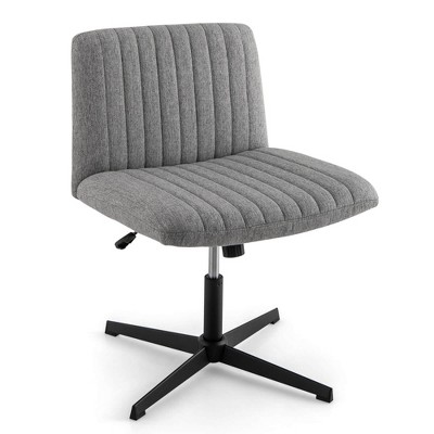 Costway Criss Cross Legged Office Chair Ergonomic Mid Back Computer Desk Chair Beige/Gray/Pink