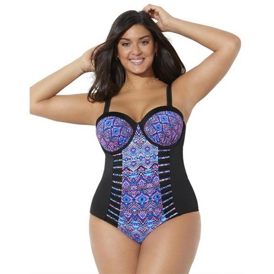 Swimsuits for All Ruched Underwire One Piece Swimsuit (Plus Sizes Available)
