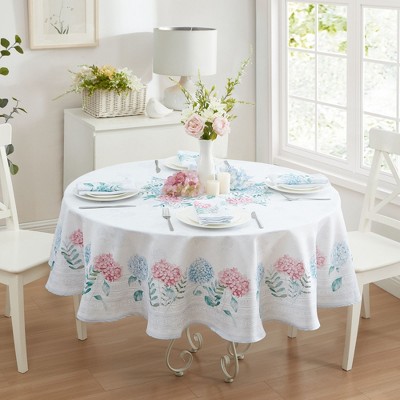Hydrangea Sketch Double Border Tablecloth - Elrene Home Fashions