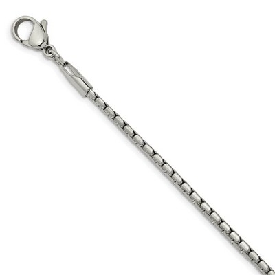 Black Bow Jewelry 2.5mm Stainless Steel Fancy Flat Box Chain Necklace