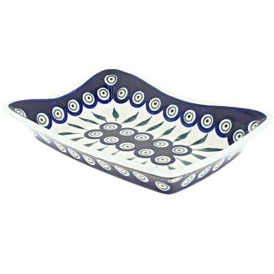 Blue Rose Polish Pottery 1934 Zaklady Medium Rectangular Tray