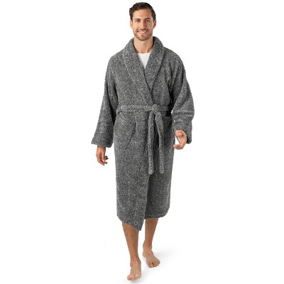 PAVILIA Mens Soft Robe, Plush Fluffy Fleece Bathrobe Men, Long Faux Shearling Shaggy Spa with Shawl Collar