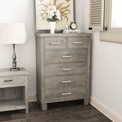 6 Drawer Dresser for Bedroom, 45" Tall Wood Dresser&Chests of Drawers with Deep Drawers, Modern Chest Organizer with Metal Handles for Living Room