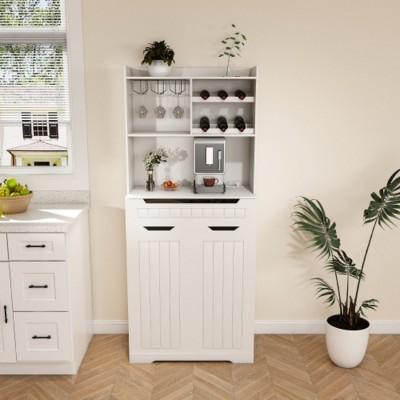 Hutch Buffet Cabinet with Drawers and Barn Doors, Pantry Storage for Kitchen and Dining Cabinets or Coffee Bar in Home Spaces-The Pop Home