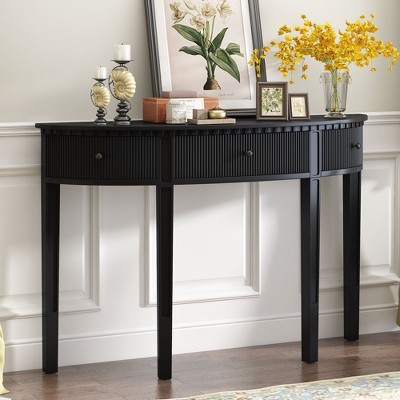 NicBex 3 Drawer Console Table with Vertical Stripe Drawer Fronts,Entryway Table with Round Deco Knobs,Modern Couch Table for Living Room