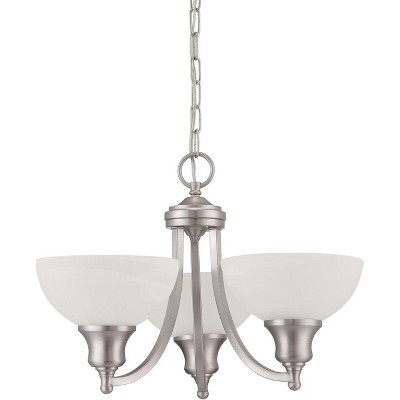 Sunset Lighting Alton 3-Light Chandelier, Faux Alabaster Glass, Chrome Finish