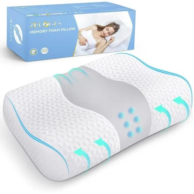 Zibroges Bed Pillow, Cervical Neck Pillow for Pain Relief, Contour Memory Foam Pillows for Sleeping, Neck Support for Side Back Stomach Sleepers