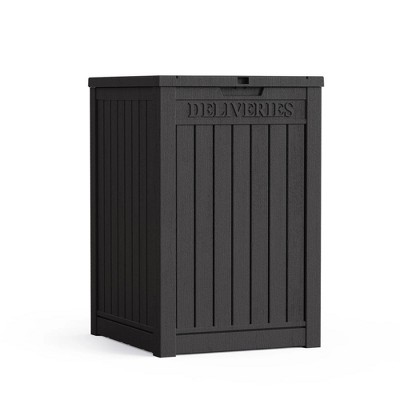 Chic Crate-Package Delivery Box, Large Lockable Storage Box, Double-Wall Resin Outdoor Package Delivery And Waterproof Deck Box For Porch, Patios