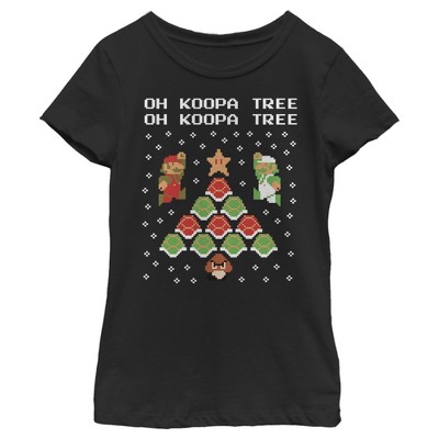 Girl's Nintendo Christmas Mario Bros. Koopa Tree T-Shirt